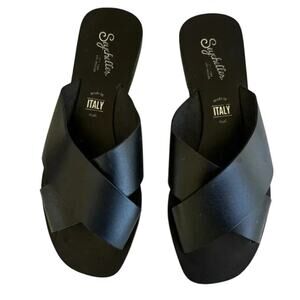 Seychelles Black Crisscross Slide Sandals